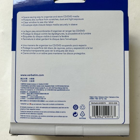 Verbatim Disc CD/DVD Cover Case Paper Sleeves White Envelope Clear Window NEW - Picture 2 of 2